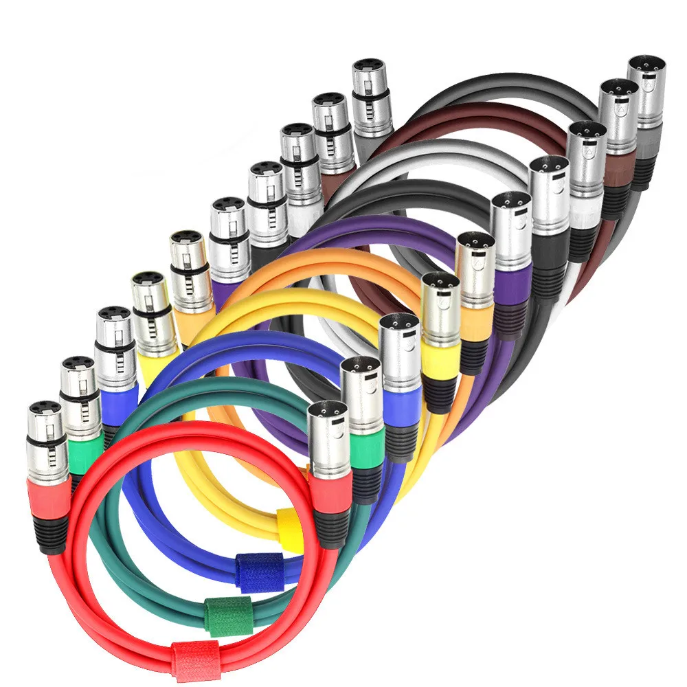 10 упаковок XLR кабель штекер-гнездо микрофонные шнуры провод 3 Pin цветной