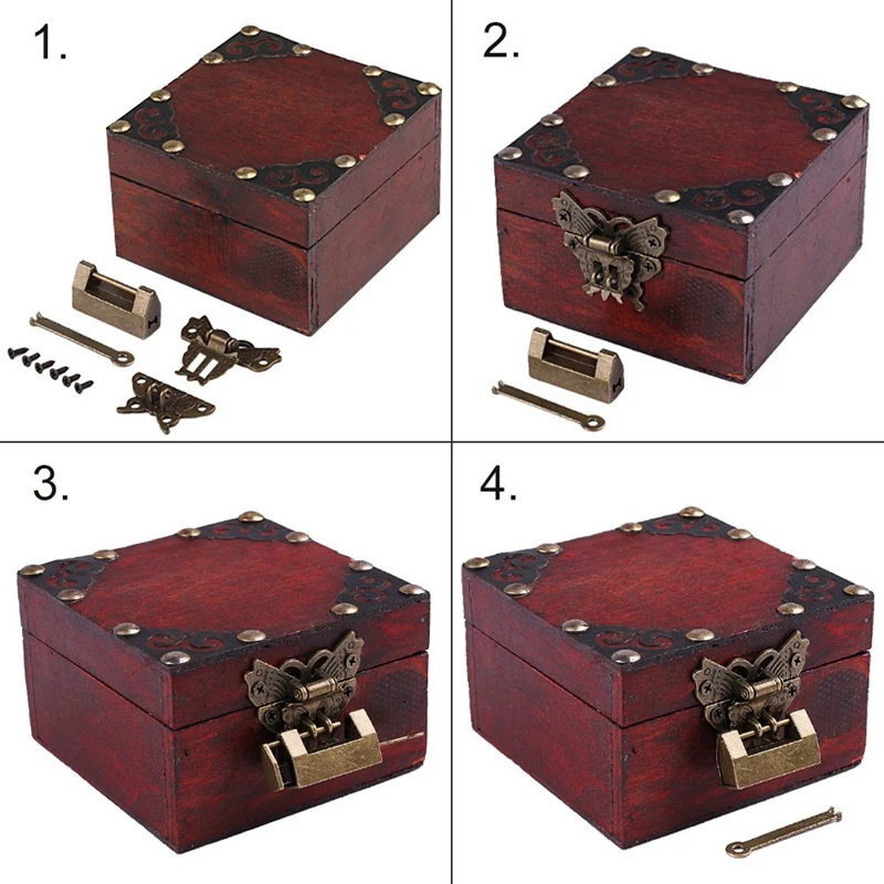 3 Set Small Vintage Lock with Key &amp Butterfly Latch Hasp Screws for Cabinet Jewelry Box Gift | Обустройство дома