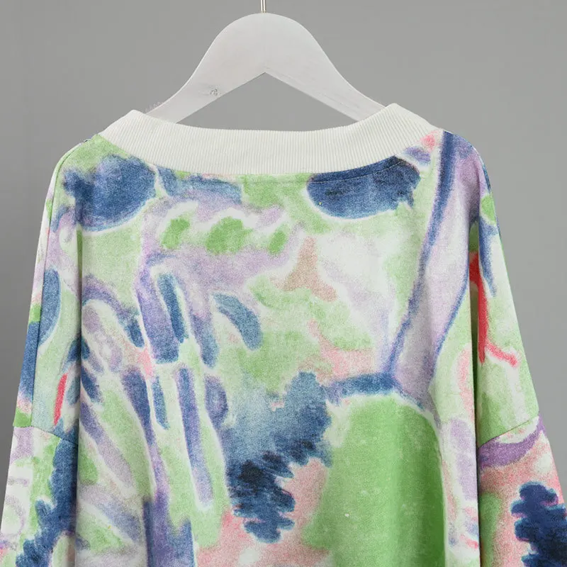 

2020 Autumn& Winter New Korean Loose Slim Plus Size Fashion Tie-dye Casual All-match Mid-length Women Hoodies Coat Free Shipping