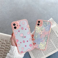 korean flowers clear phone case for iphone 7 8 puls x xr xs 11 12 13 pro max lovely soft bumper silcone back cover