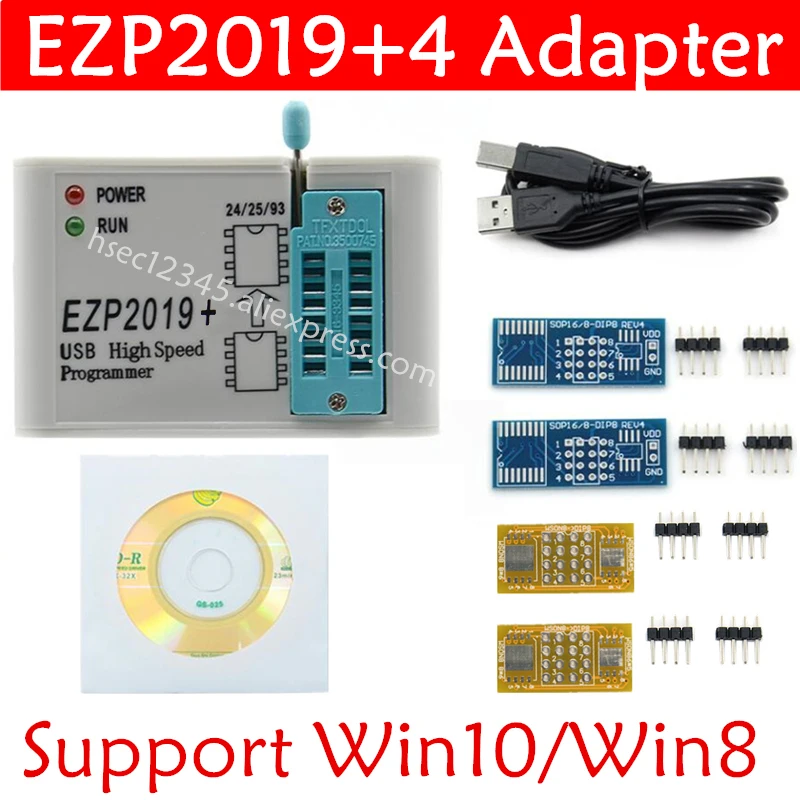 Высокоскоростной USB программатор SPI EZP2019 с 4 адаптерами лучше чем EZP2010 EZP2013 2011
