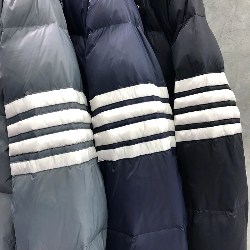 TB THOM Men's Jacket Winter Fashion Brand Down Jacket Down-Filled Matte Nylon 4-bar Stripe Hoodie Coat Wholesale TB Jackets
