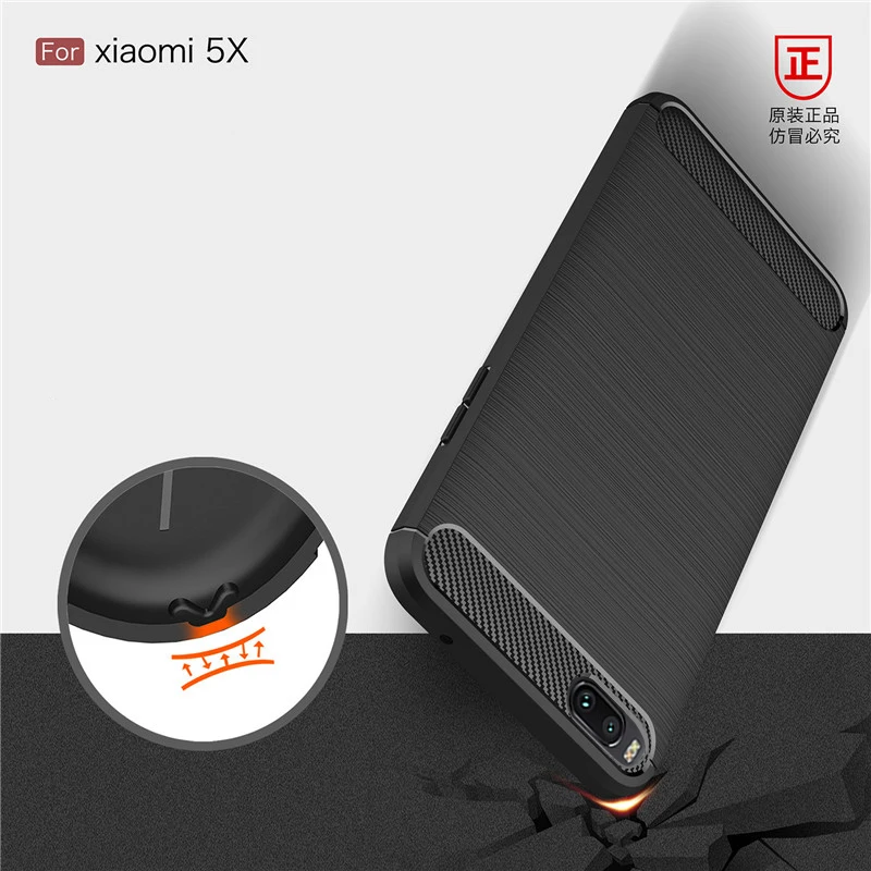Silicone Phone Case For Xiaomi Mi A1 5X A2 6X Carbon Fiber Cover MiA1 Mi5X MiA2 Mi6X Soft TPU Cases Coque | Мобильные телефоны и