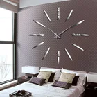 Бескаркасные настенные 3d-часы, зеркальные большие бесшумные наклейки на стену сделай сам для гостиной, спальни, украшения для дома, большие часы времени
