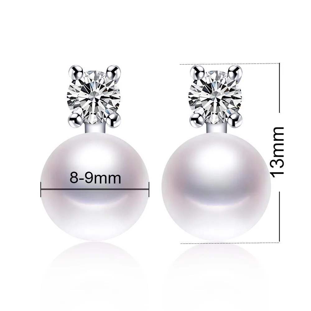 Женские серьги гвоздики из серебра 925 пробы с натуральным пресноводным