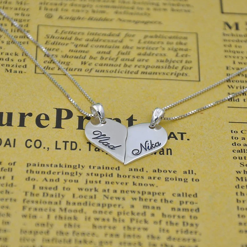 Ожерелье с кулоном в виде половины сердца 2 шт./компл. колье именем на заказ для