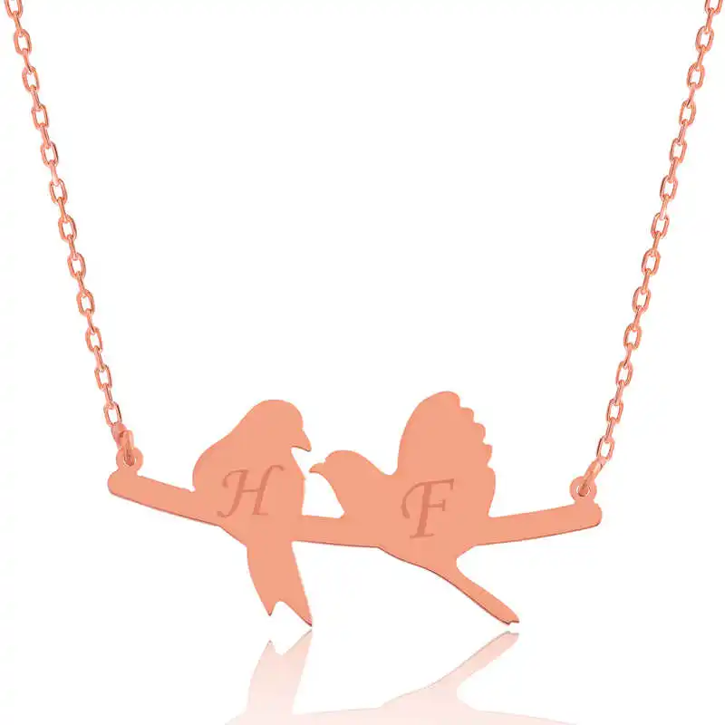 

Real Silver 925 Jewelry Sterling Silver Personalized Love Birds Is Necklace