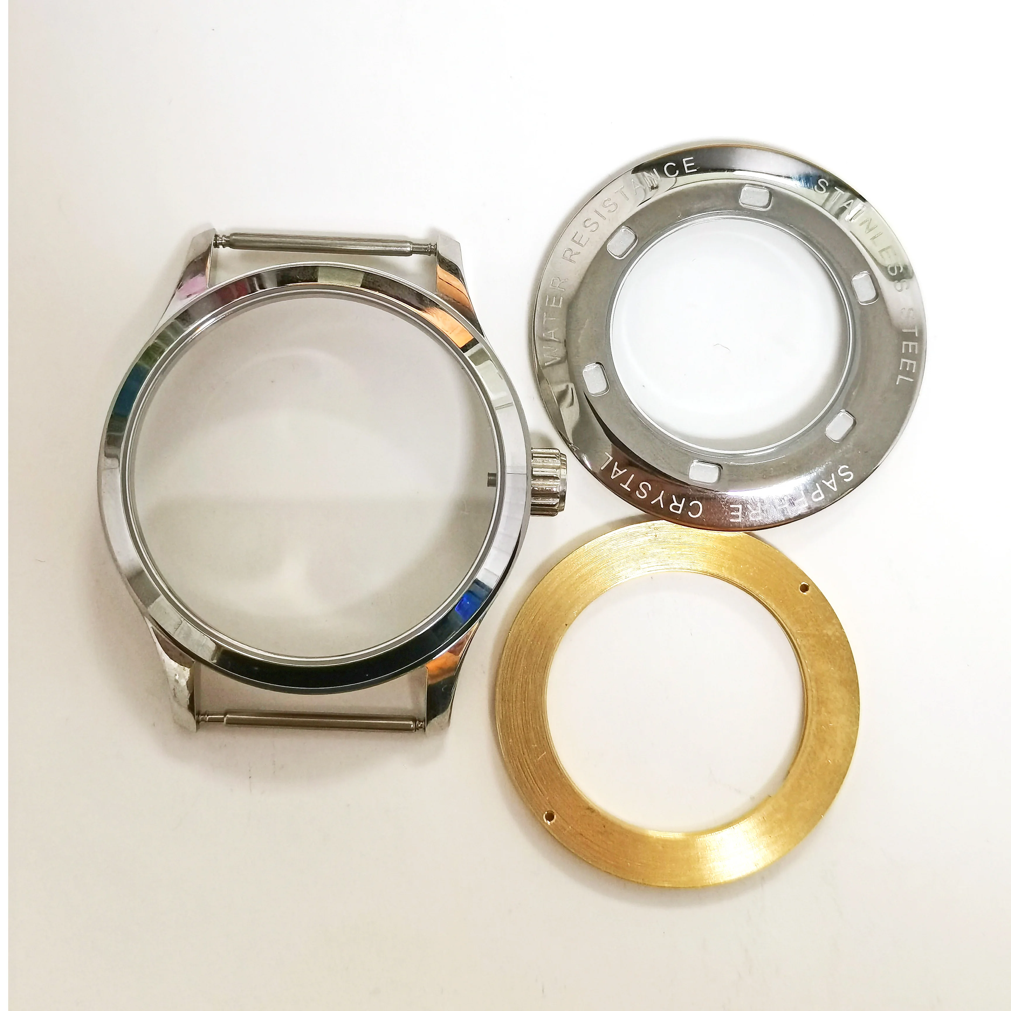 

New 42MM Watch Part Cases Stainless Steel Synthetic Sapphire Glass Fit Miyota8215 ST16 Eta2836 2824 Automatic Movement