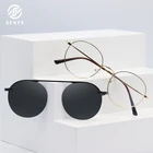 Классические круглые металлические оправы для очков Senta по рецепту в стиле ретро, Мужские поляризационные очки 2 в 1 с магнитом и клипсой