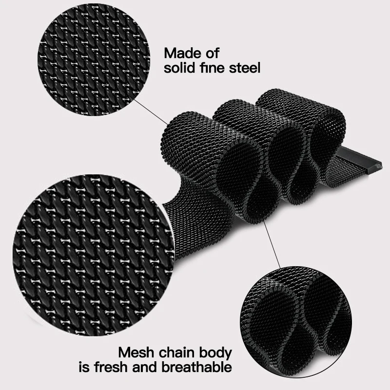 

Universal Smartwatch Bracelet Stainless Steel 20mm 22mm Milanese Loop Watch Band Magnetic Closure Strap Replacement