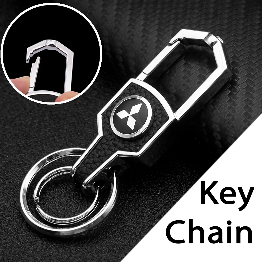 

Double-sided Buckle Car Logo Key Chain 3D Metal Keyring Keychain For Mitsubishi Ralliart Lancer 9 10 Asx Outlander Pajero L200