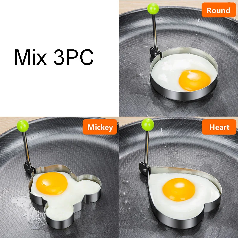 MIx 3PC Style 2 Нержавеющая сталь 5 видов стилей жареное яйцо блинов формочка омлет форма для жарки яиц инструменты для приготовления пищи Кухонные аксессуары гаджет кольца - Цвет: MIx 3PC Style 2