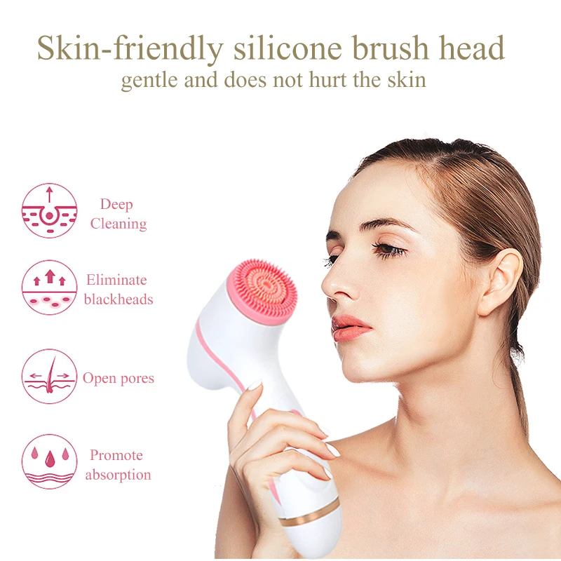 

Electric Face Cleaner Brush Silicone Rotating Skin Peeling Cleanser Exfoliation AA battery Powered Facial Cleansing Devices
