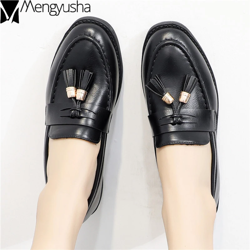 2019 г. новая осенняя бархатная обувь с кисточками Женская однотонная в британском