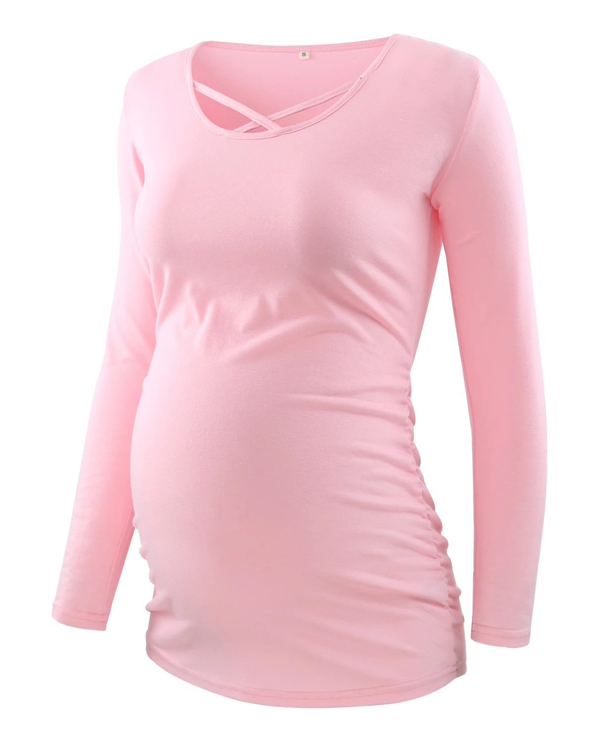 pink 3 упаковки, женские блузки с длинным рукавом для беременных, топы с оборками по бокам, Одежда для беременных, Футболка для беременных - Цвет: pink