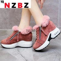 2022 new fashion winter comfortable womens ankle boots keep warm platform lace up zipper internal increase womens casual boots