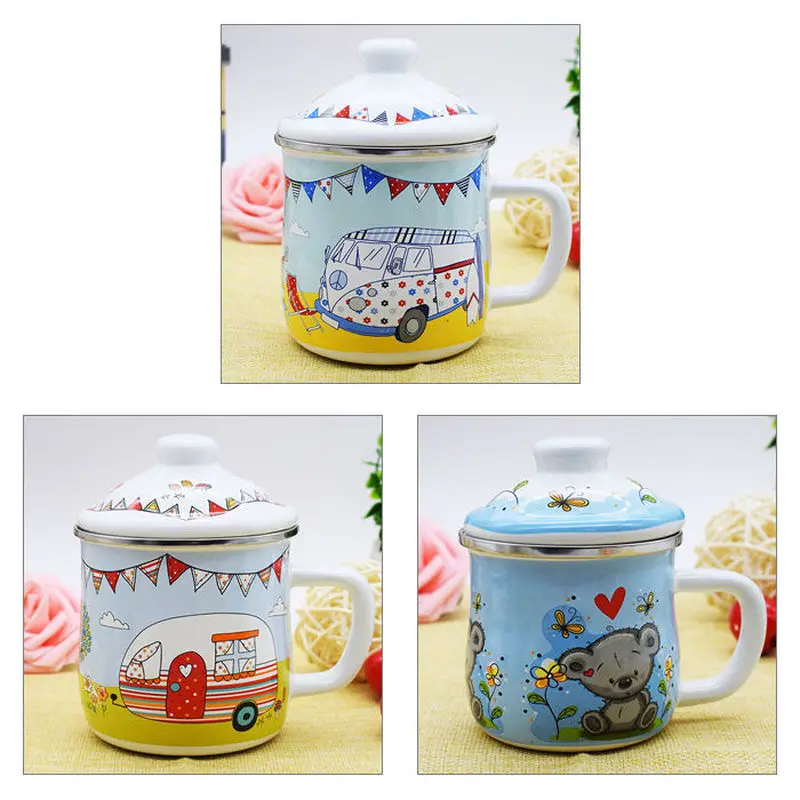 Креативная эмалированная детская чашка для завтрака молочный чай йогурта питья