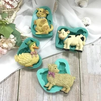 cartoon animal puppy duck cow sheep biscuit glue mold chocolate candy fondant cake decoration silicone mold cake decorating tool