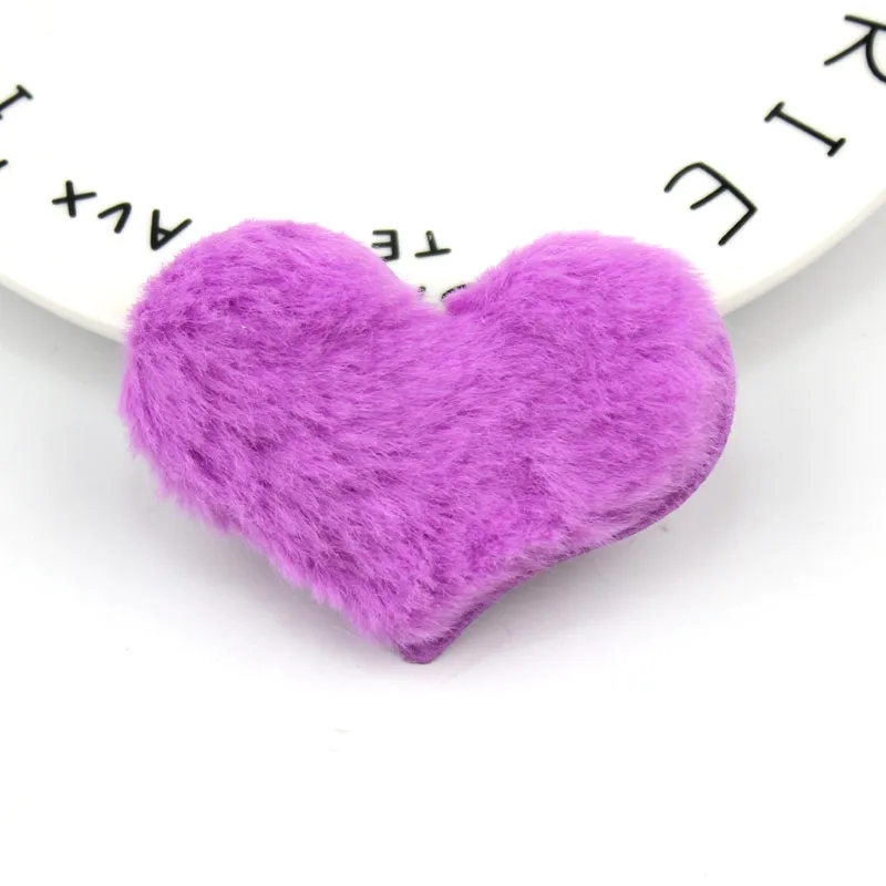 purple 7 шт., 5*6,5 см, пушистый фетр в форме сердца, мягкая аппликация для детей, украшение для волос, заколка для волос, украшение для рукоделия, аксессуары - Цвет: purple