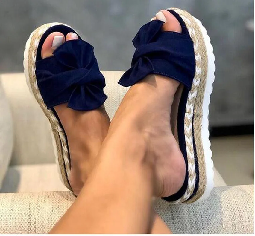 

A888z 2021 Summer Fashion Sandals Shoes Women Bow Summer Sandals Slipper Indoor Outdoor Flip-flops Beach Shoes Female Slippers