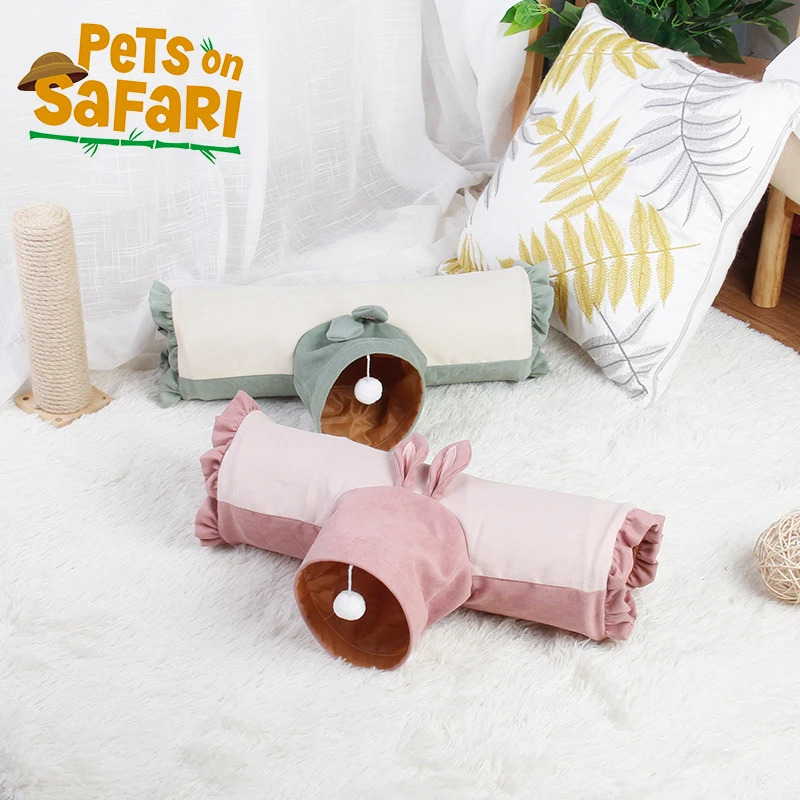 Милый розовый кролик в форме хомяка игрушки туннель складной Леопардовый принт
