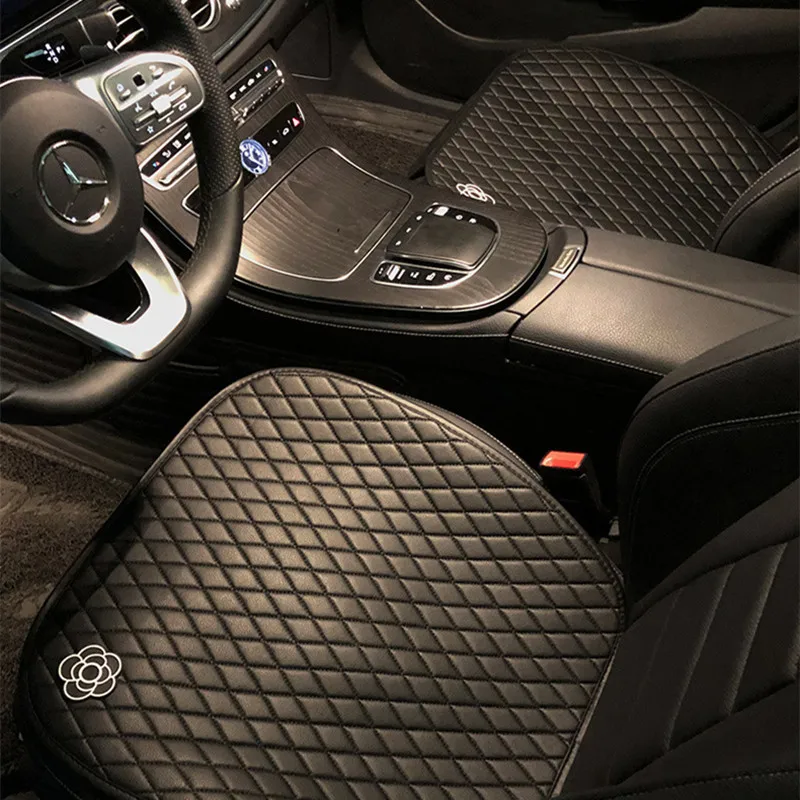 

Ins Fashion Four Seaons Summer Cool Car Seat Cushion Universal Three-piece High-end Leather Car Interior Accessories