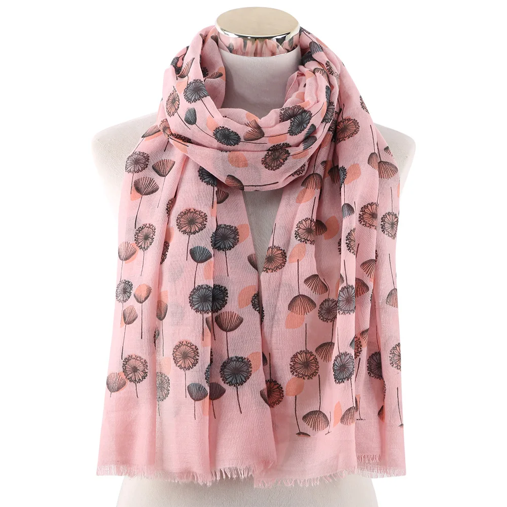 

2021 Ladies Autumn and Winter Students New Fashion Dandelion Print Scarf Comfortable Long Scarf Shawl