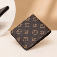 fashion priinted short wallets men money clips business leather male id credit cardcash holder purse small slim wallet for man
