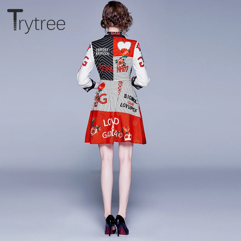 Женское Повседневное платье трапеция Trytree элегантное красное с отложным