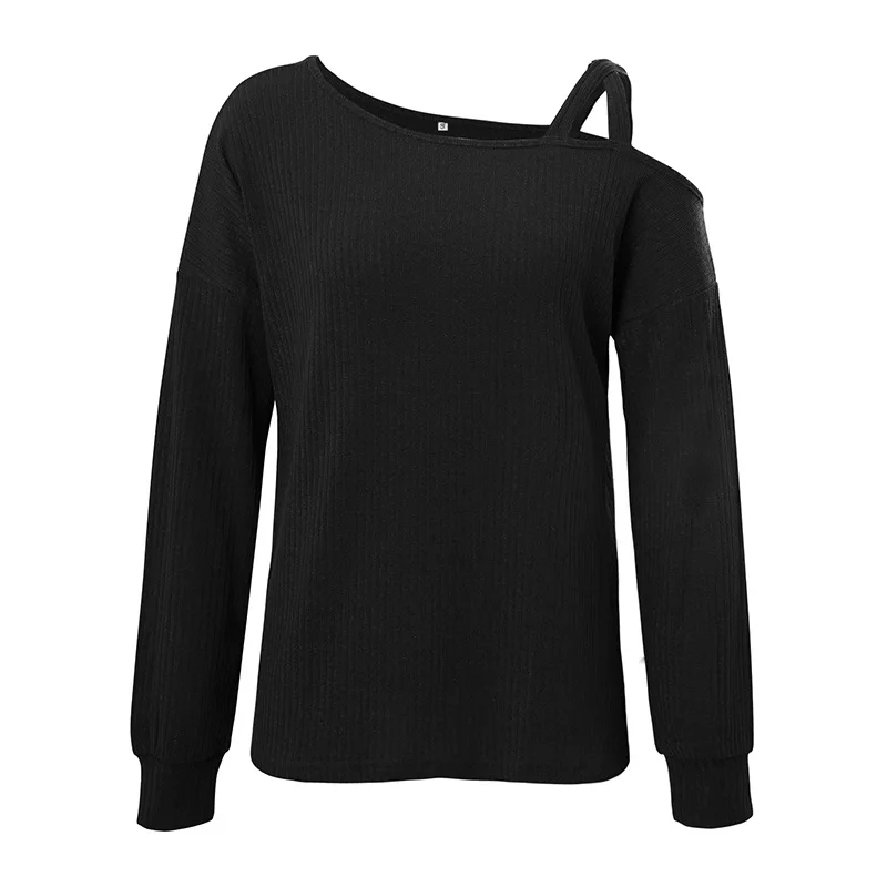 

XUXI Casual Long Sleeve Fashion Femme T-shirt Asymmetrical Sexy Strapless Solid Color Women TShirt Autumn 2020 Streetwear FZ2763