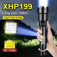 new upgrade xhp199 led flashlight 18650 rechargeable flash light high power tactical flashlight xhp90 xhp70 2 usb torch light