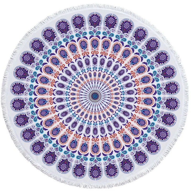 

Geometric pattern round beach towel microfiber printing and tassels can be printed logo as a picnic mat Quicksand Pattern
