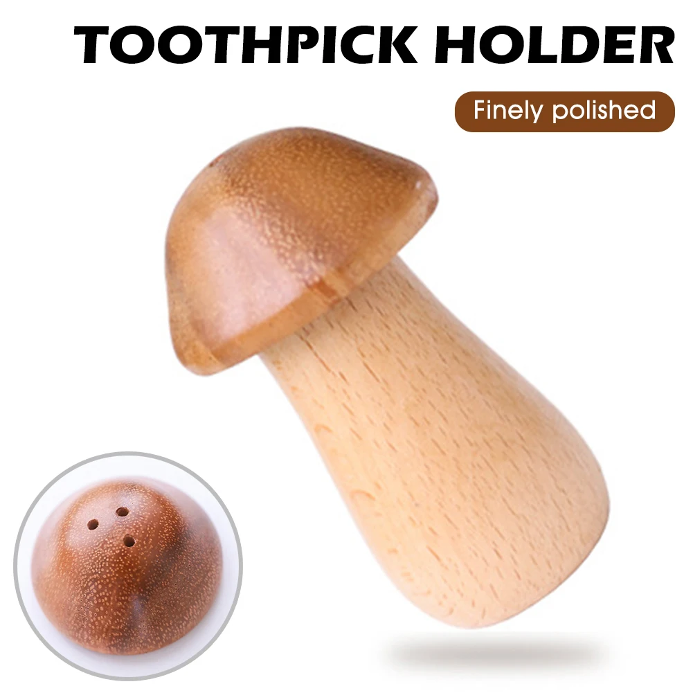

Solid wood toothpick holder toothpick box black walnut wooden mushroom cute shape solid wood production storage box kitchen tool