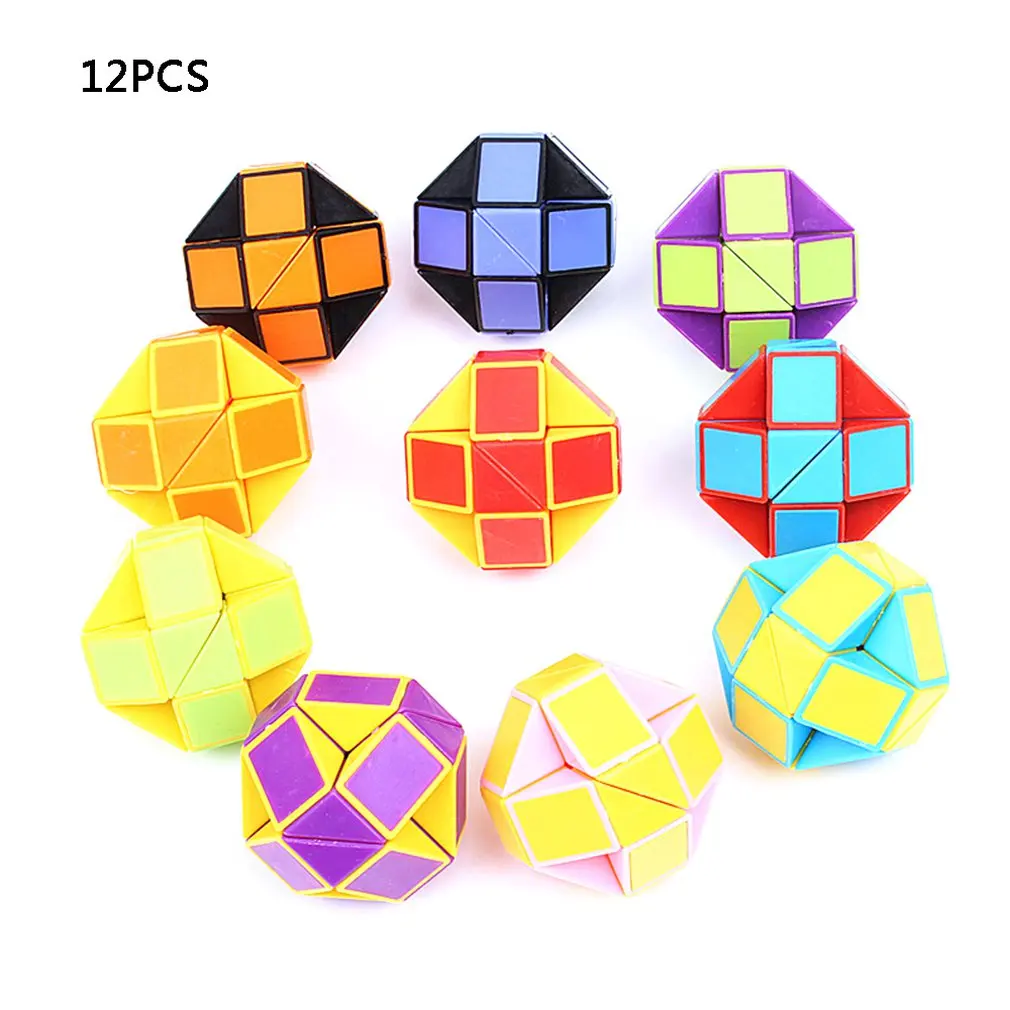 

12PCS SET 3D Colorful Magic Ruler 24 Segments Snake Twist Cube Puzzle Game Kids Learning Educational Toys Random Color