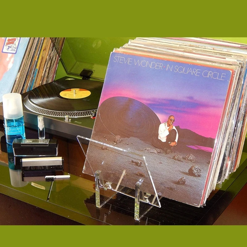 

T8NE Clear Vinyl Record Holder Desktop Album Storage Modern Design Acrylic Display Stand for 12” 7”Singles LPs Rack