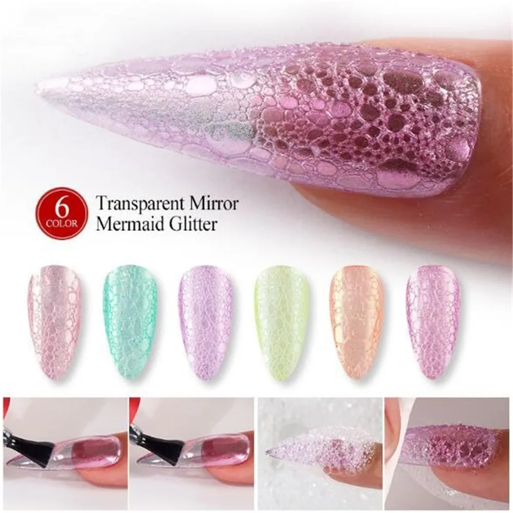Прозрачный зеркальный перламутровый порошок для ногтей сверкающий красочный