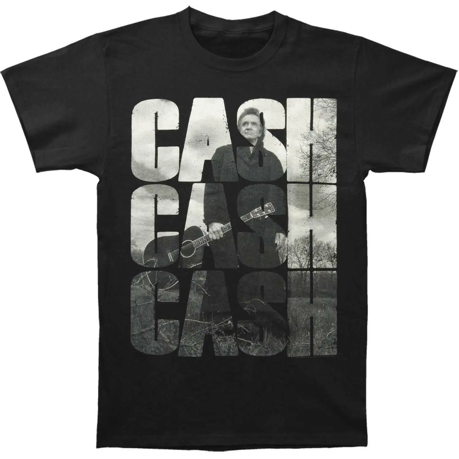Облегающая футболка с тройным логотипом для мужчин принтом Johnny Cash X Small