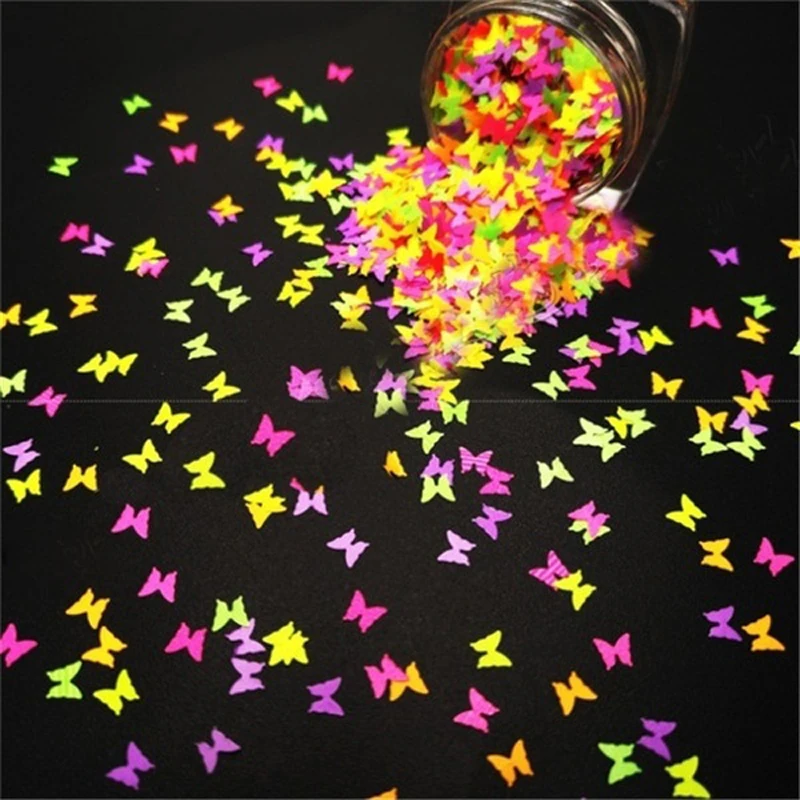50 г/пакет 4 мм Световой блестка для ногтей Блеск головоломка/бабочка/Дизайн с