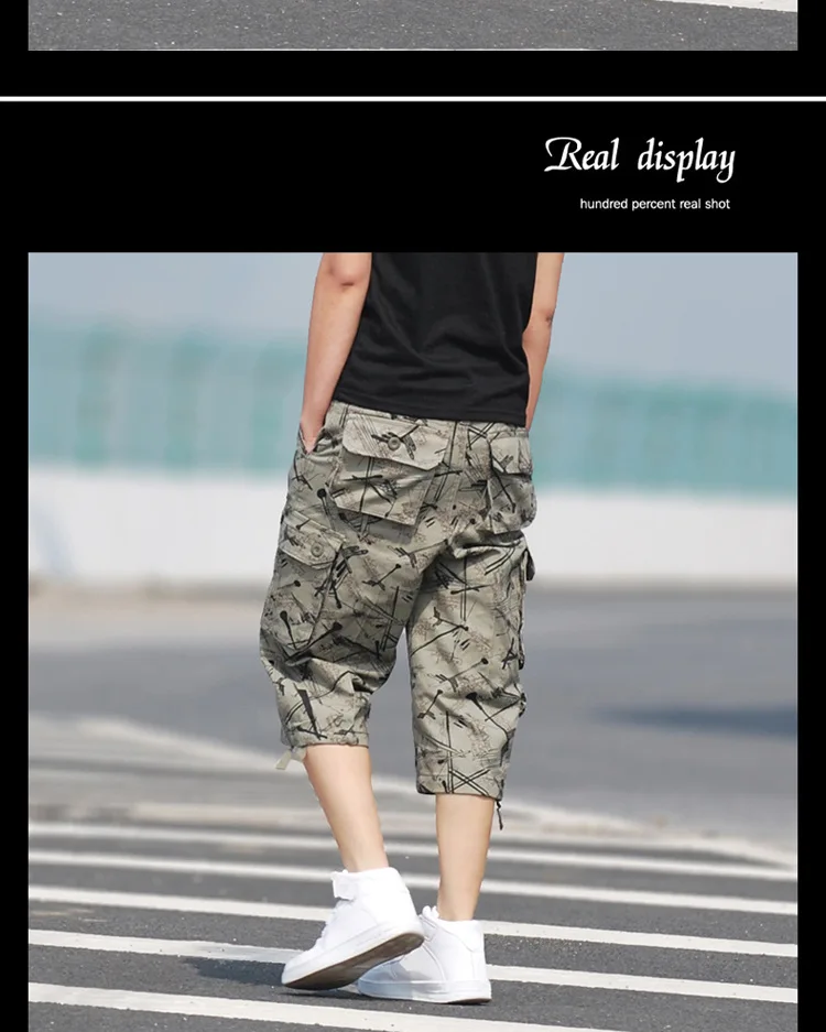

Men's wear-resistant cropped trousers men's overalls men's short Pants breeches multi-pocket casual short Trousers men