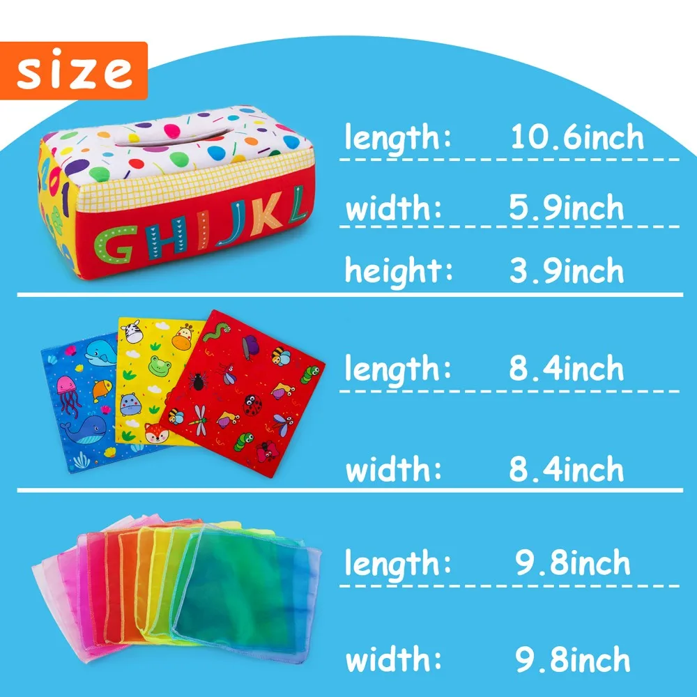 Teytoy-caja de pa&ntilde;uelos de My First Baby, juguete sensorial cuadrado Montessori de alto contraste, relleno suave, aprendizaje educativo para ni&ntilde;os-5
