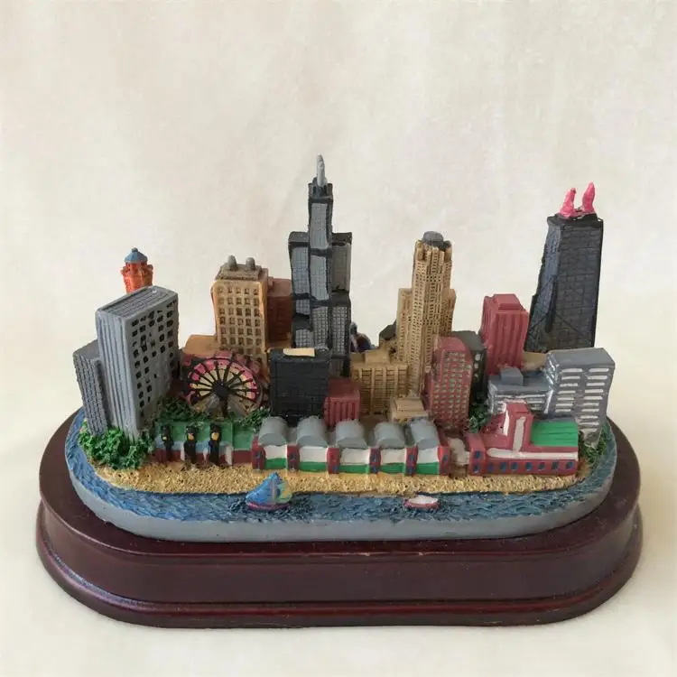 U.S Chicago Block Building Model Creative Resin Crafts World Famous Landmark Tourism Souvenir Gifts Collection Home Decor | Дом и сад