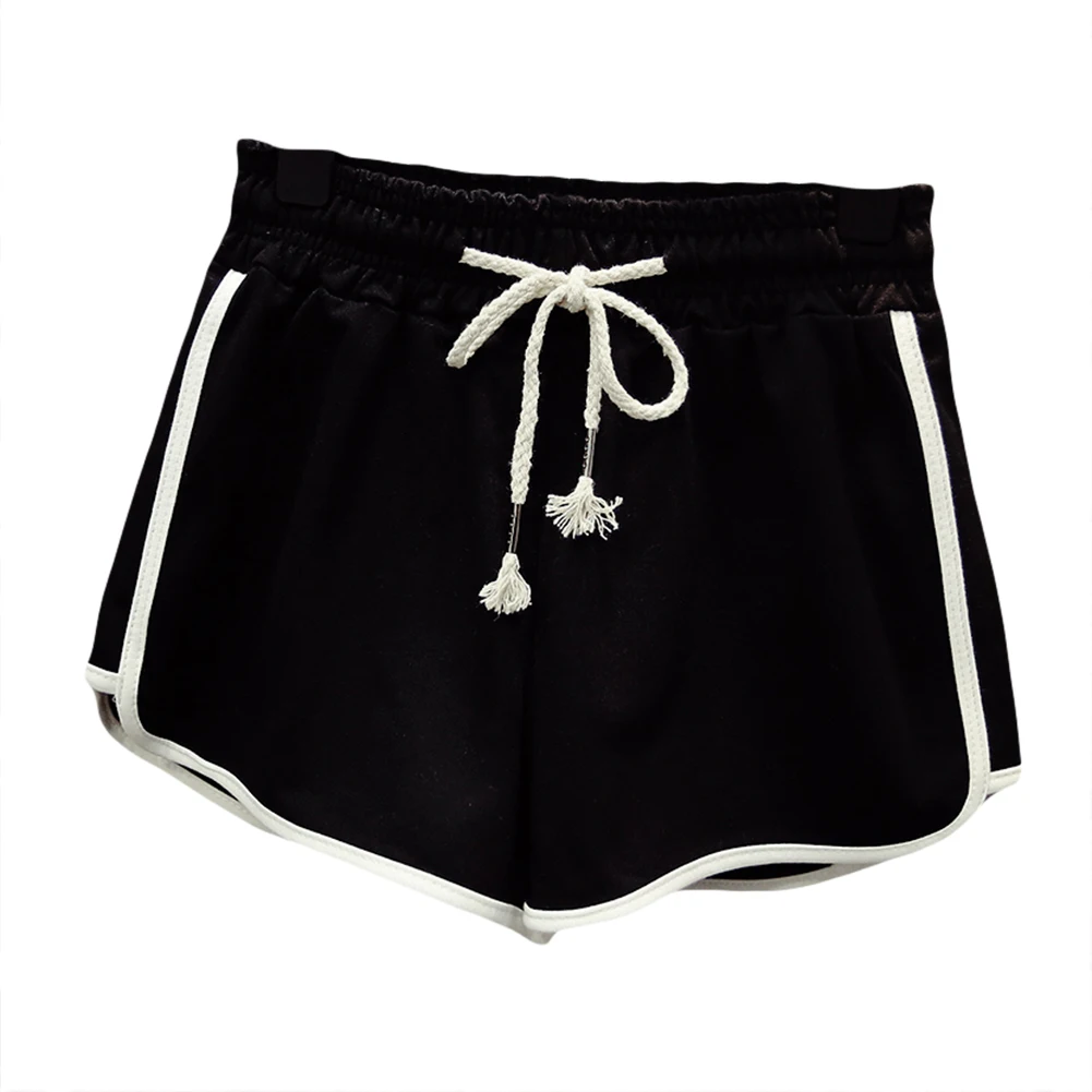 Женские эластичные шорты с высокой талией свободные спортивные завязками для