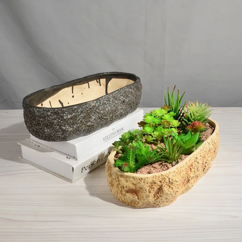 1 шт креативные мраморные овальные керамические бонсай цветочные горшки для