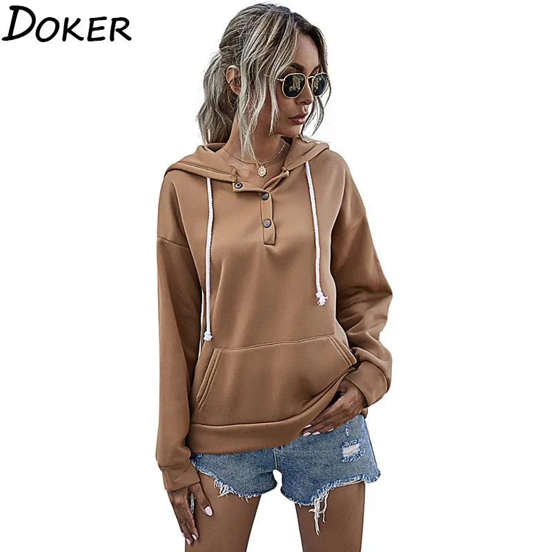 Осенне зимняя женская толстовка с капюшоном длинным рукавом теплая куртка и