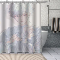 new custom japanese anime nolang curtains polyester bathroom waterproof shower curtain with plastic hooks more size