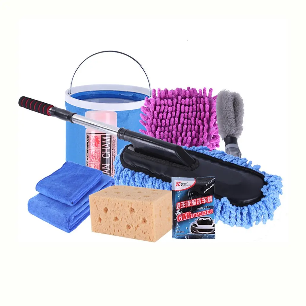 

9pcs/set Vehicle Cleaning Kit To Wash Car Exterior & Interior Home Cleaning Kit Microfiber Towels Cleaning Kit Hot
