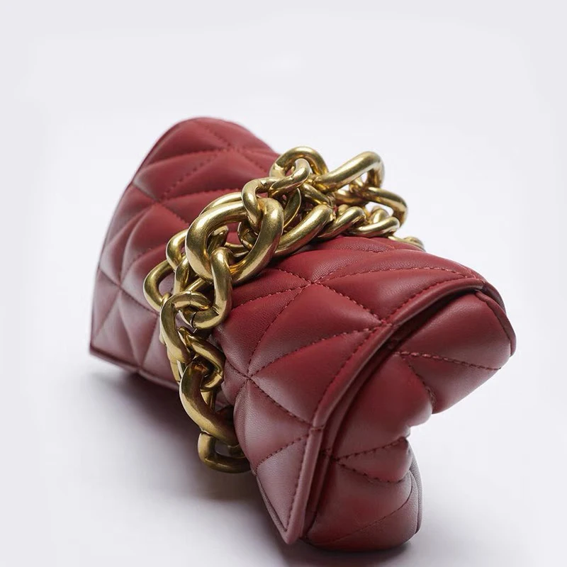 

Women's Branded Shoulder Bags Thick Chain Quilted Shoulder Purses and Handbag Women Clutch Bags Ladies Hand Bag