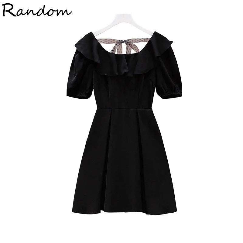 Женское винтажное вечернее платье повседневное элегантное черное в стиле 90-х