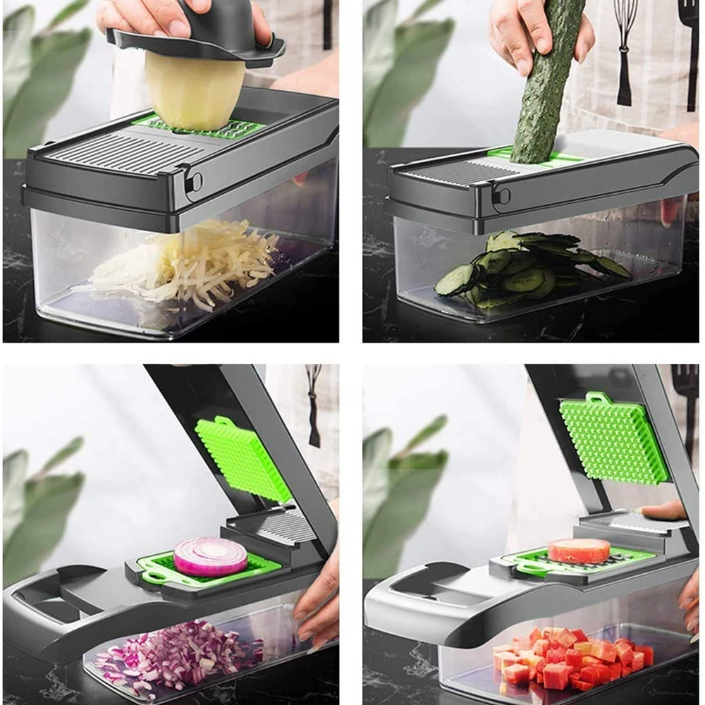 

12 in 1 Multifunctional Mandoline Slicer Cutter Vegetable Choppers Adjustable Onion Potato Slicer Dicer Kitchen Vegetables Tools