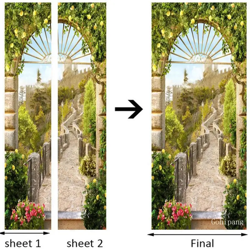 

Beautiful Landscape 3D Home Decor Door Sticker Wallpaper Wall Stickers for Living Room Restaurant Pvc Self Adhesive Wall Paper